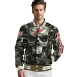 custom detroit red wings camouflage skull camouflage varsity jacket best selling