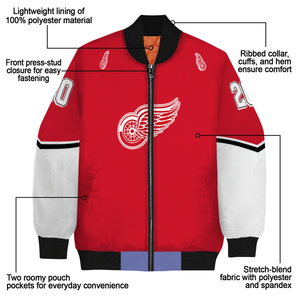 custom detroit red wings chevron style red bomber jacket new arrival custom detroit red wings chevron style red bomber jacket new arrival