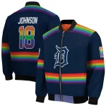 custom detroit tigers rainbow jersey number navy bomber jacket best selling