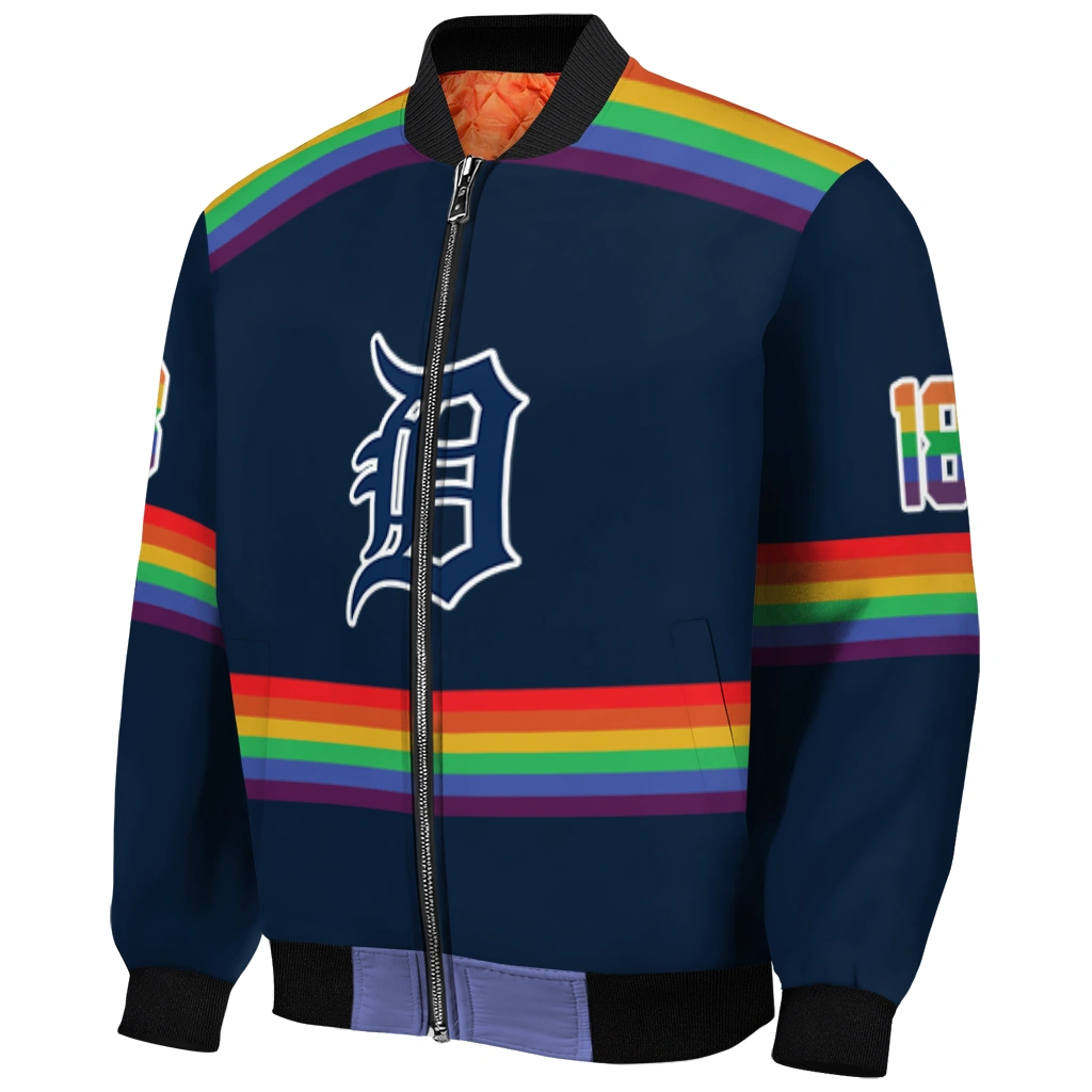 custom detroit tigers rainbow jersey number navy bomber jacket fashion forward custom detroit tigers rainbow jersey number navy bomber jacket fashion forward