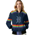 custom detroit tigers rainbow jersey number navy bomber jacket best selling