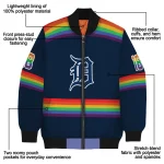 custom detroit tigers rainbow jersey number navy bomber jacket best selling