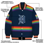 custom detroit tigers rainbow jersey number navy varsity jacket best selling