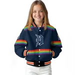 custom detroit tigers rainbow jersey number navy varsity jacket best selling