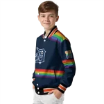 custom detroit tigers rainbow jersey number navy varsity jacket best selling