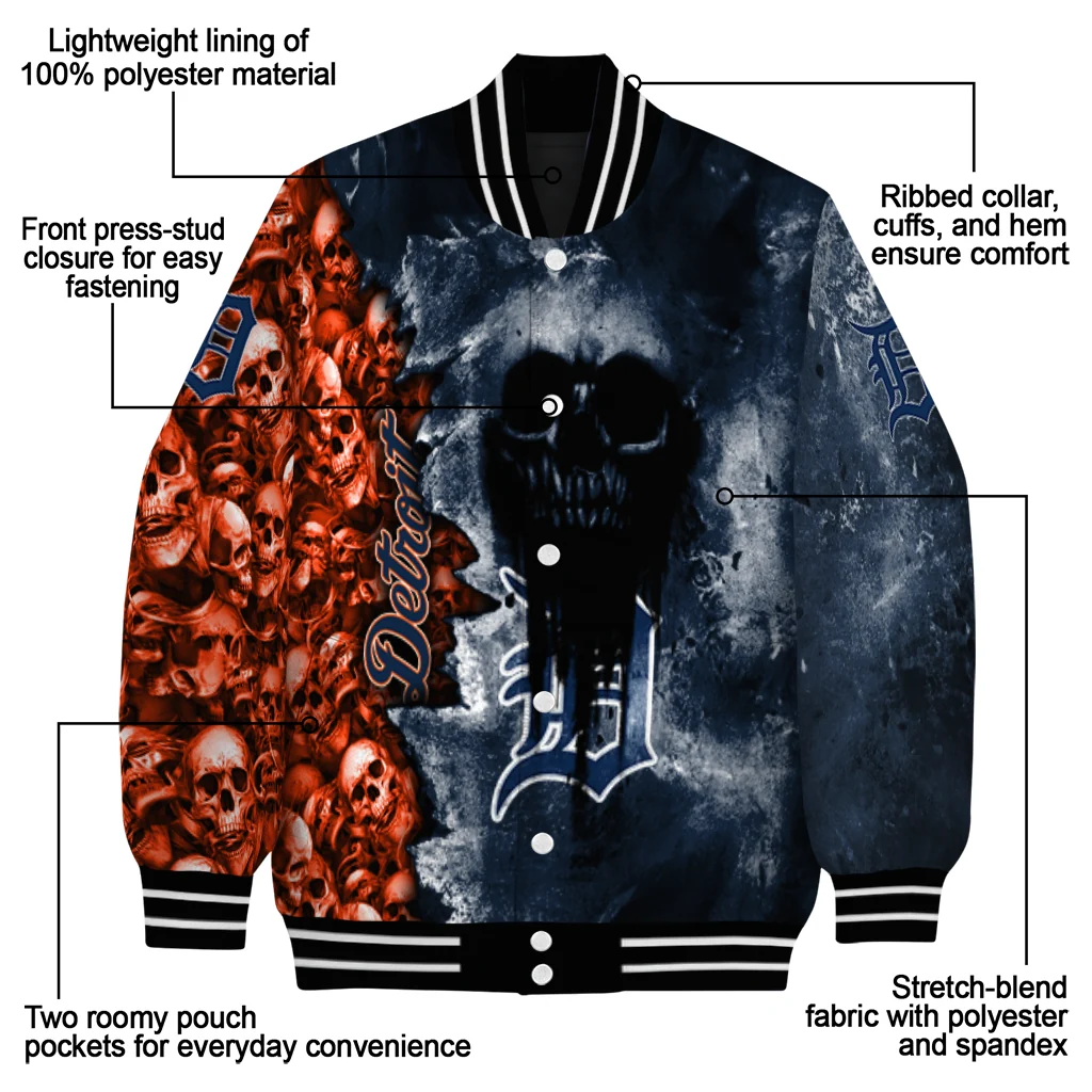custom detroit tigers skull cluster navy varsity jacket new arrival custom detroit tigers skull cluster navy varsity jacket new arrival