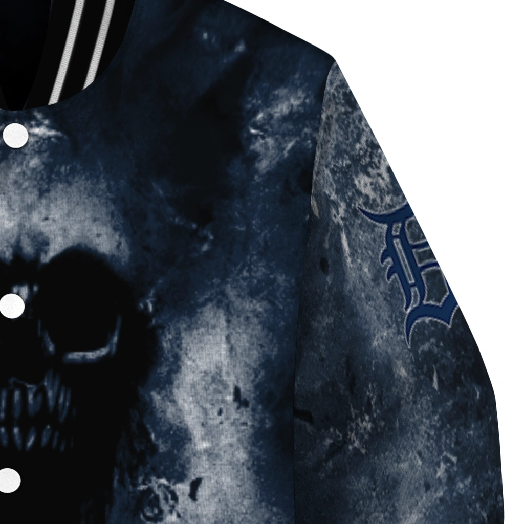 custom detroit tigers skull cluster navy varsity jacket premium grade custom detroit tigers skull cluster navy varsity jacket premium grade