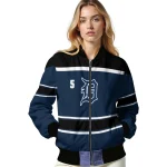 custom detroit tigers stripe statement navy black bomber jacket best selling