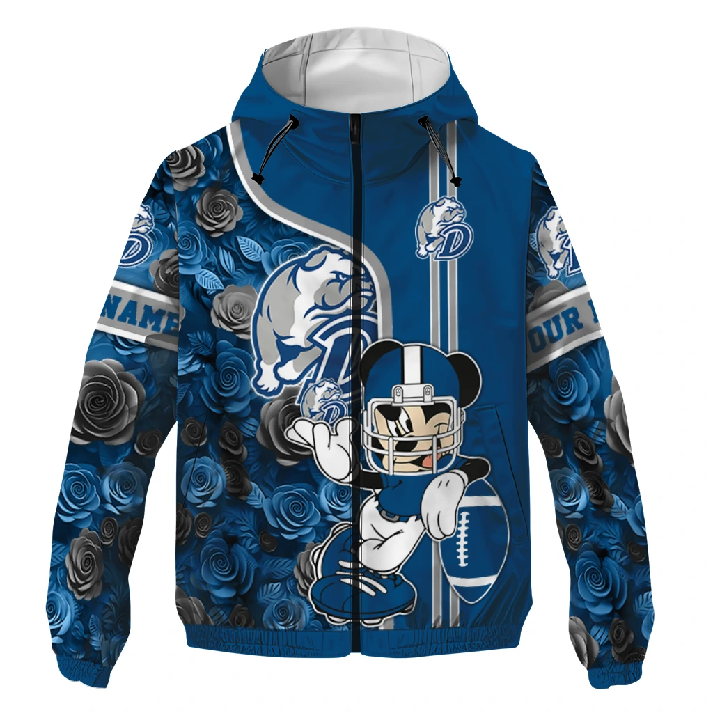 custom drake bulldogs football micky mouse blue windbreaker jacket best selling custom drake bulldogs football micky mouse blue windbreaker jacket best selling