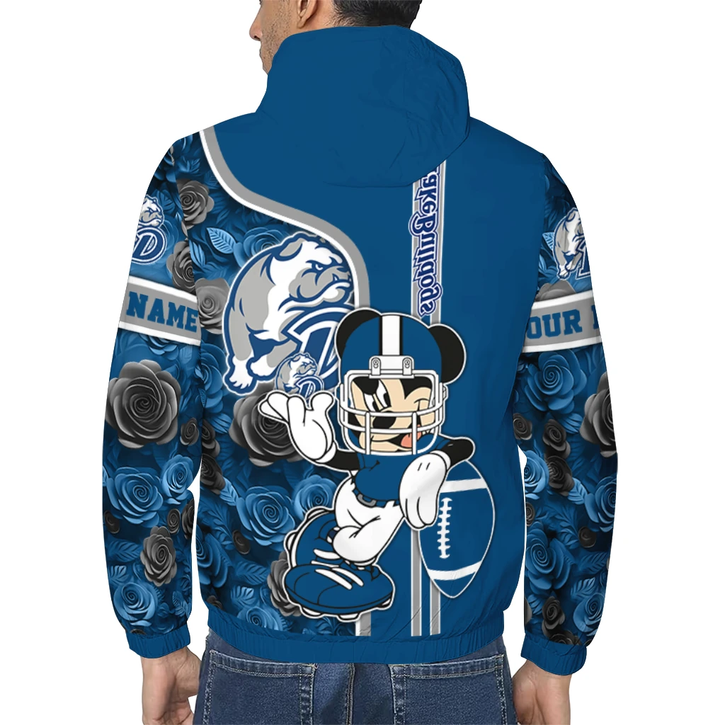 custom drake bulldogs football micky mouse blue windbreaker jacket trendy custom drake bulldogs football micky mouse blue windbreaker jacket trendy