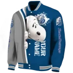 custom drake bulldogs snoopy head blue varsity jacket best selling