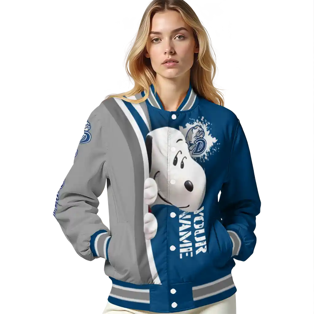 custom drake bulldogs snoopy head blue varsity jacket latest model custom drake bulldogs snoopy head blue varsity jacket latest model
