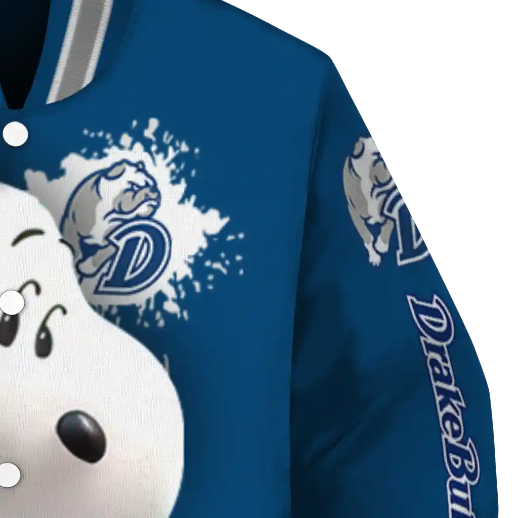 custom drake bulldogs snoopy head blue varsity jacket premium grade custom drake bulldogs snoopy head blue varsity jacket premium grade