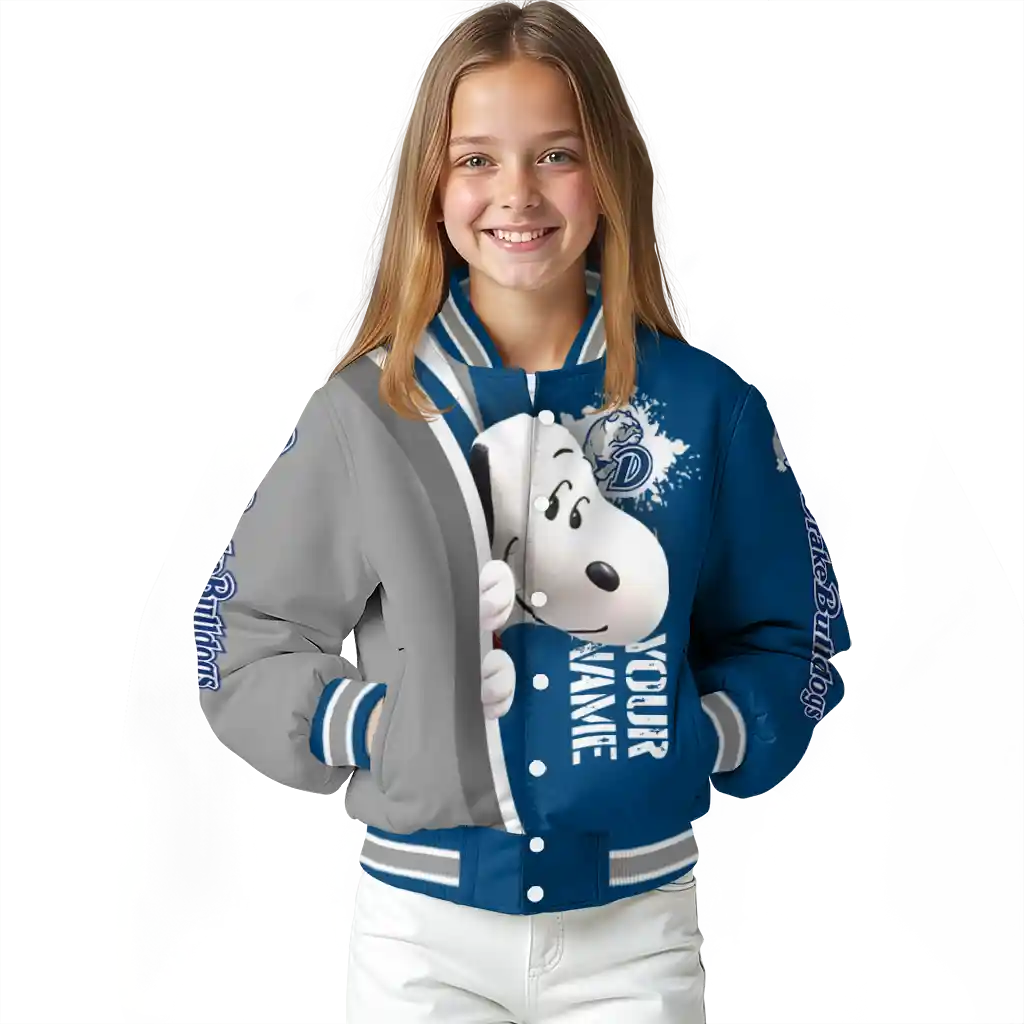 custom drake bulldogs snoopy head blue varsity jacket top rated custom drake bulldogs snoopy head blue varsity jacket top rated