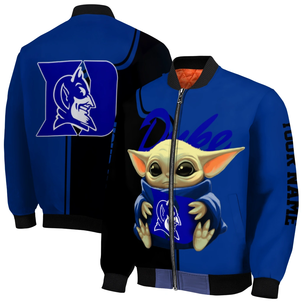 custom duke blue devils adorable yoda blue black bomber jacket best selling custom duke blue devils adorable yoda blue black bomber jacket best selling