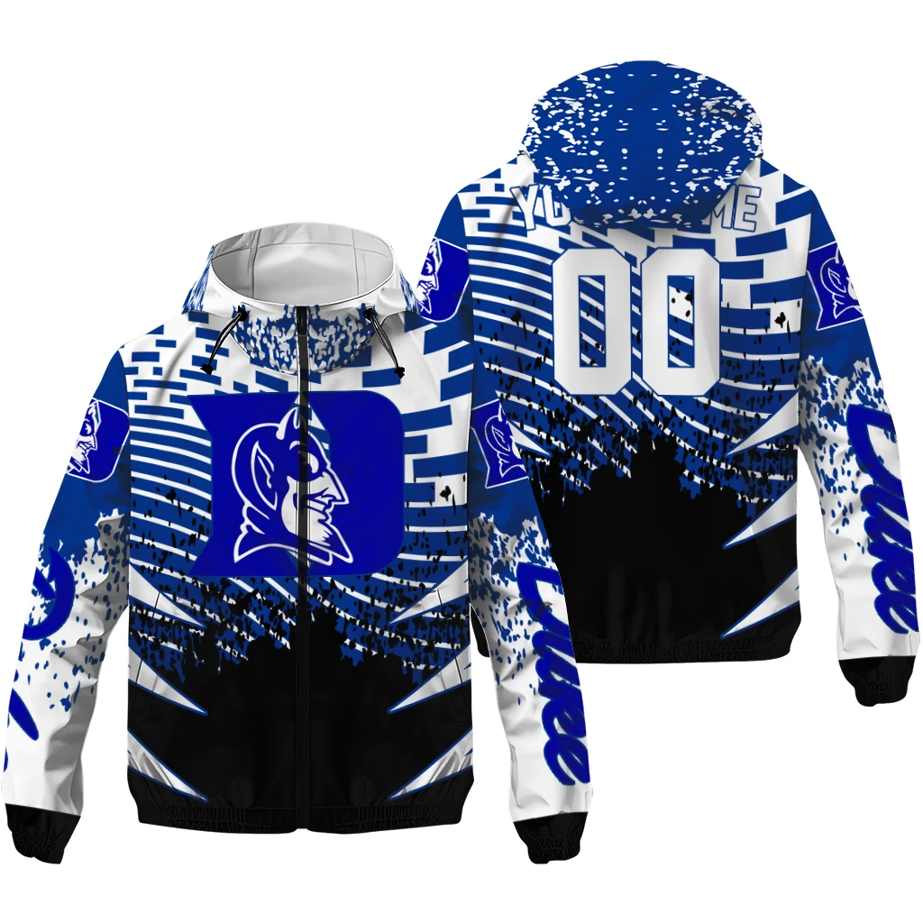 custom duke blue devils brick motion blue black windbreaker jacket high quality custom duke blue devils brick motion blue black windbreaker jacket high quality