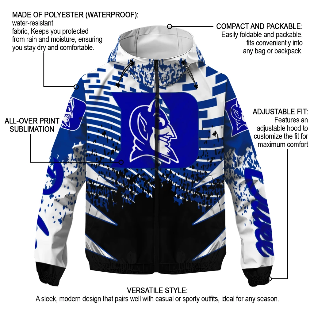 custom duke blue devils brick motion blue black windbreaker jacket new arrival custom duke blue devils brick motion blue black windbreaker jacket new arrival