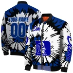 custom duke blue devils burst splatter blue bomber jacket best selling