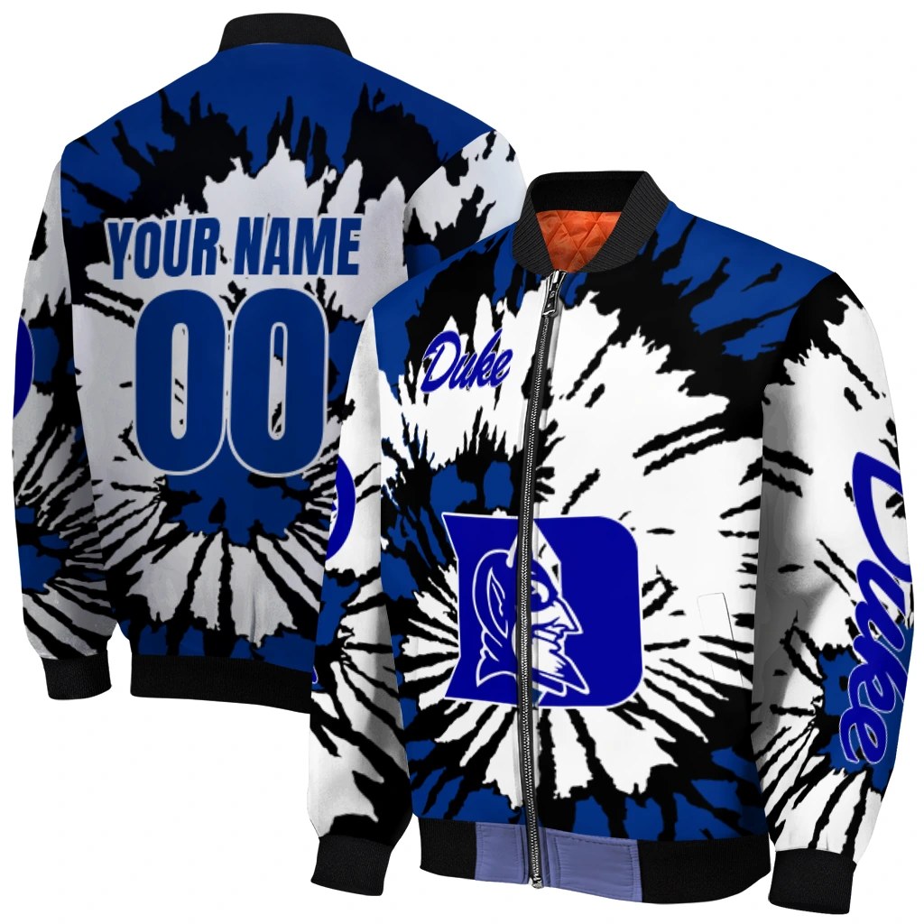 custom duke blue devils burst splatter blue bomber jacket best selling custom duke blue devils burst splatter blue bomber jacket best selling