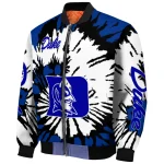 custom duke blue devils burst splatter blue bomber jacket best selling