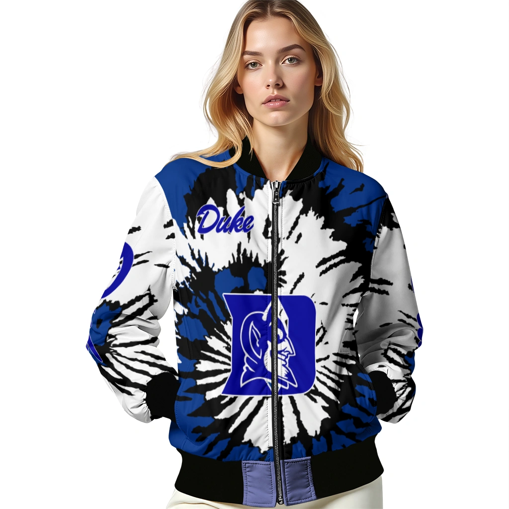 custom duke blue devils burst splatter blue bomber jacket latest model custom duke blue devils burst splatter blue bomber jacket latest model