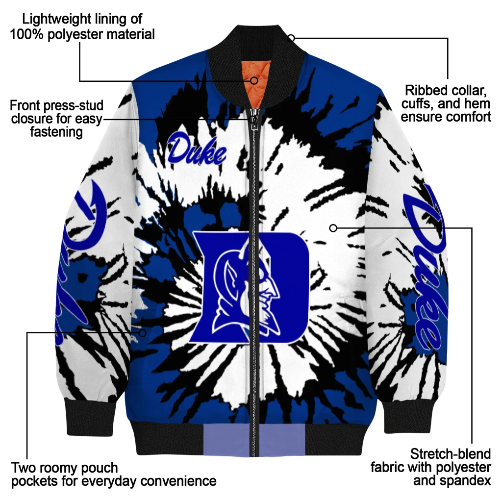 custom duke blue devils burst splatter blue bomber jacket new arrival custom duke blue devils burst splatter blue bomber jacket new arrival