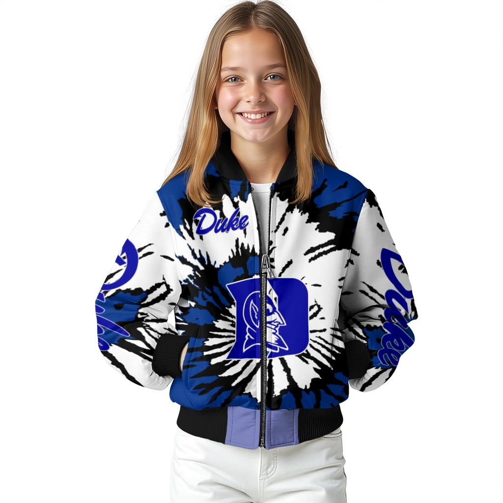 custom duke blue devils burst splatter blue bomber jacket top rated custom duke blue devils burst splatter blue bomber jacket top rated