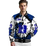custom duke blue devils burst splatter blue varsity jacket best selling