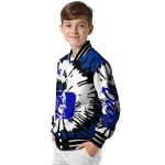 custom duke blue devils burst splatter blue varsity jacket best selling
