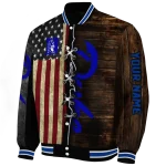 custom duke blue devils flag wood brown varsity jacket best selling