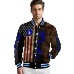custom duke blue devils flag wood brown varsity jacket best selling