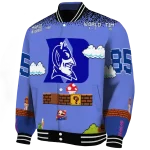 custom duke blue devils mario blocks blue black varsity jacket best selling