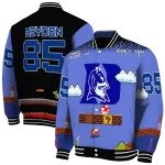custom duke blue devils mario blocks blue black varsity jacket best selling