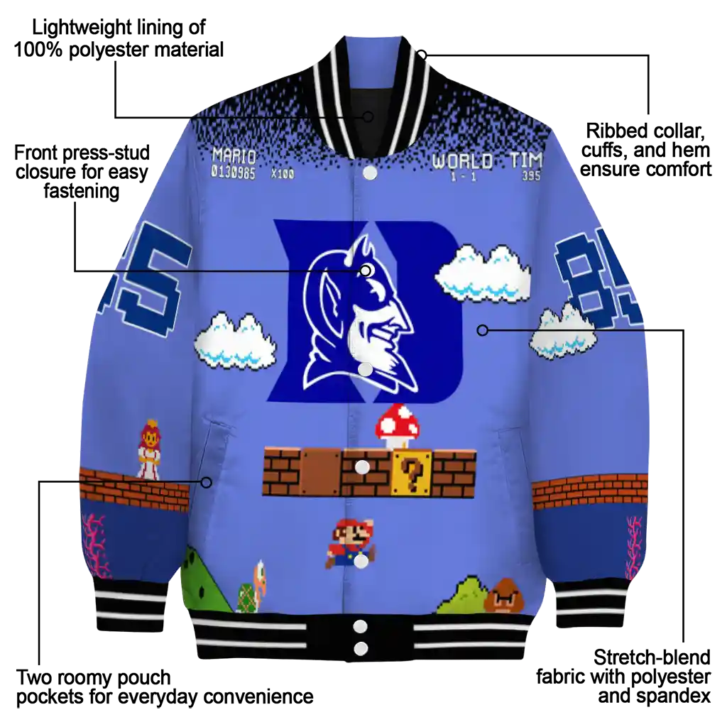 custom duke blue devils mario blocks blue black varsity jacket new arrival custom duke blue devils mario blocks blue black varsity jacket new arrival