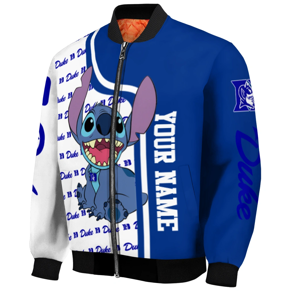 custom duke blue devils stitch laughing blue bomber jacket fashion forward custom duke blue devils stitch laughing blue bomber jacket fashion forward
