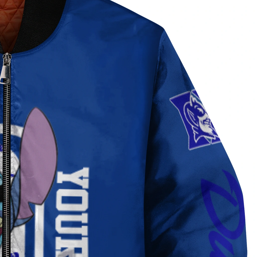 custom duke blue devils stitch laughing blue bomber jacket premium grade custom duke blue devils stitch laughing blue bomber jacket premium grade
