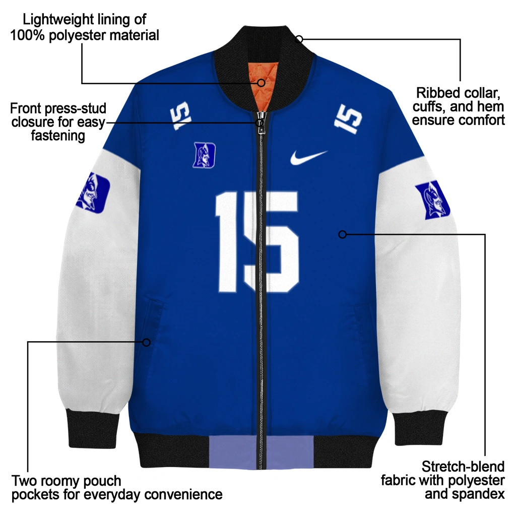 custom duke blue devils team patch blue bomber jacket new arrival custom duke blue devils team patch blue bomber jacket new arrival