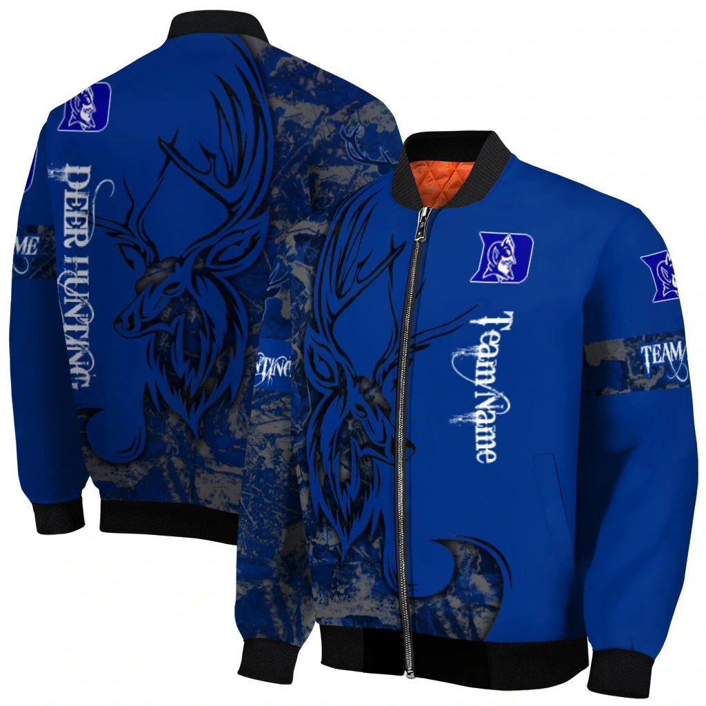 custom duke blue devils tribal deer art blue bomber jacket best selling custom duke blue devils tribal deer art blue bomber jacket best selling