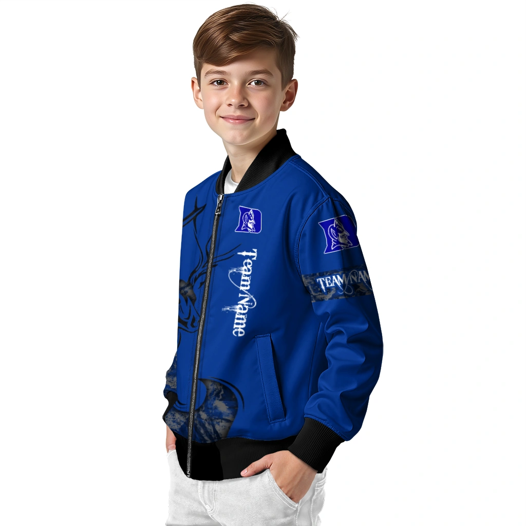 custom duke blue devils tribal deer art blue bomber jacket trendy custom duke blue devils tribal deer art blue bomber jacket trendy
