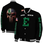 custom eastern michigan eagles american flag skull black varsity jacket best selling