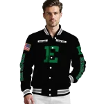custom eastern michigan eagles american flag skull black varsity jacket best selling