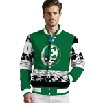 custom eastern michigan eagles circle skull green black varsity jacket best selling