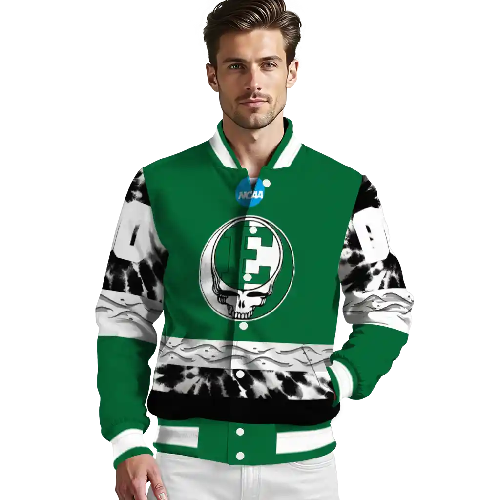 custom eastern michigan eagles circle skull green black varsity jacket high quality custom eastern michigan eagles circle skull green black varsity jacket high quality