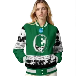 custom eastern michigan eagles circle skull green black varsity jacket best selling