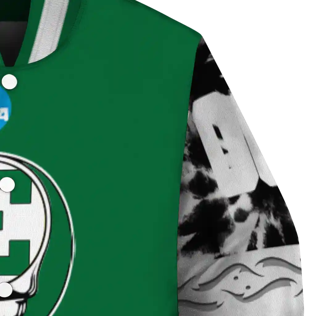 custom eastern michigan eagles circle skull green black varsity jacket premium grade custom eastern michigan eagles circle skull green black varsity jacket premium grade
