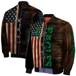 custom eastern michigan eagles flag wood brown bomber jacket best selling