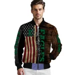custom eastern michigan eagles flag wood brown bomber jacket best selling