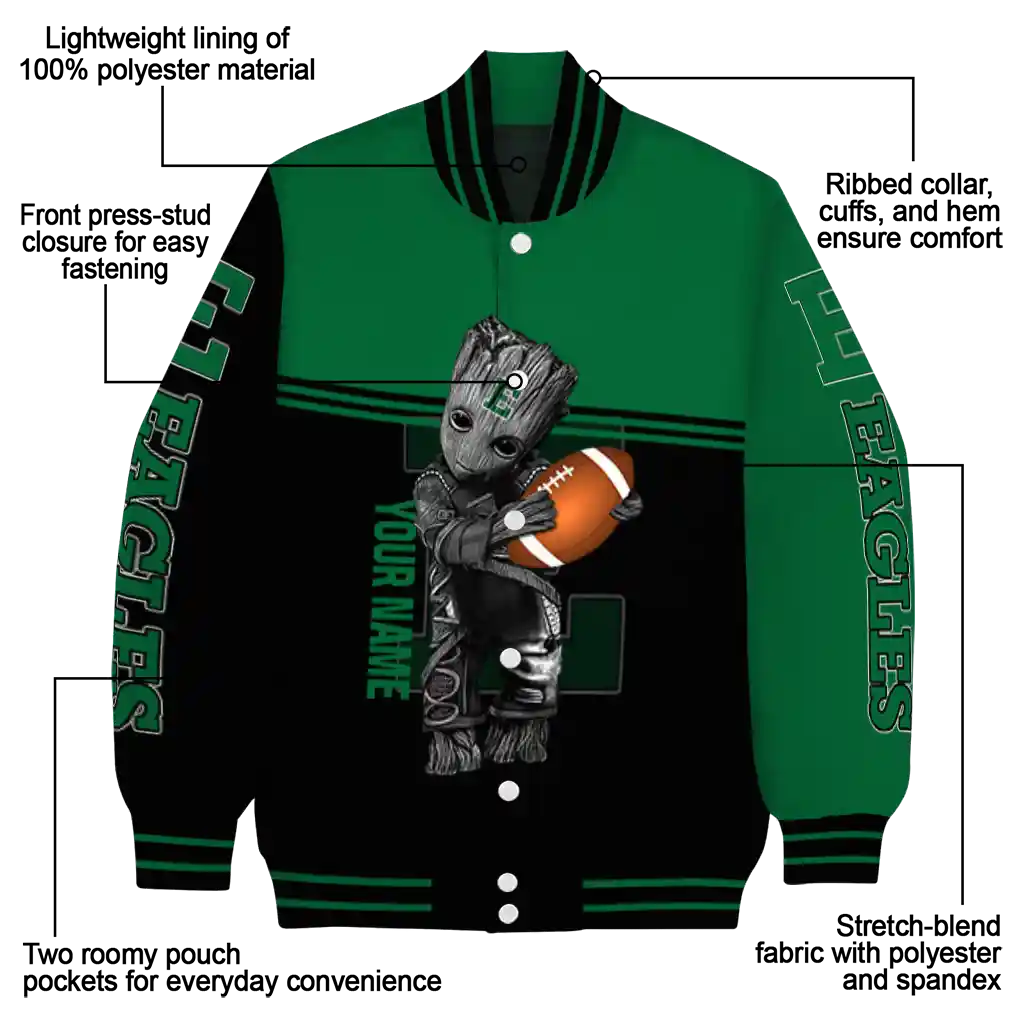 custom eastern michigan eagles groot football green black varsity jacket new arrival custom eastern michigan eagles groot football green black varsity jacket new arrival