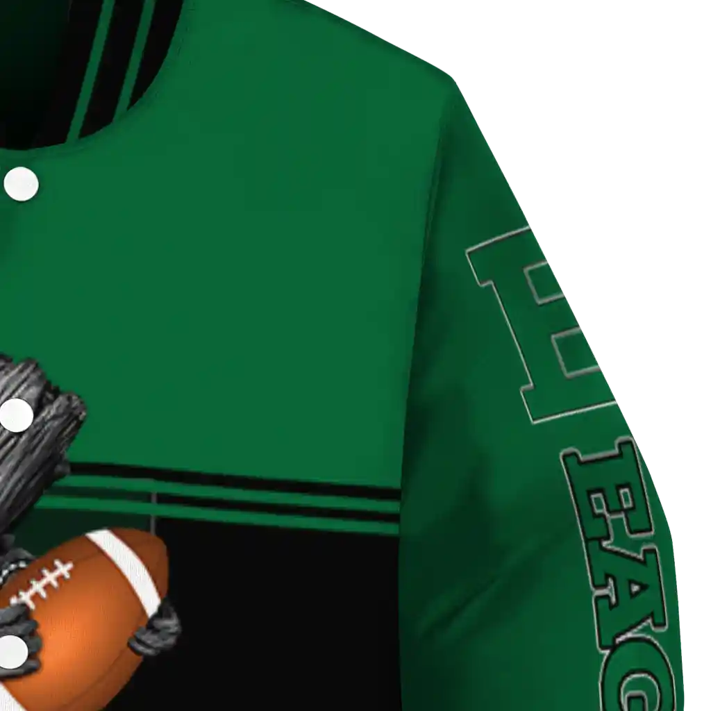 custom eastern michigan eagles groot football green black varsity jacket premium grade custom eastern michigan eagles groot football green black varsity jacket premium grade