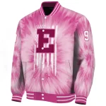 custom eastern michigan eagles pink tie dye pink varsity jacket best selling